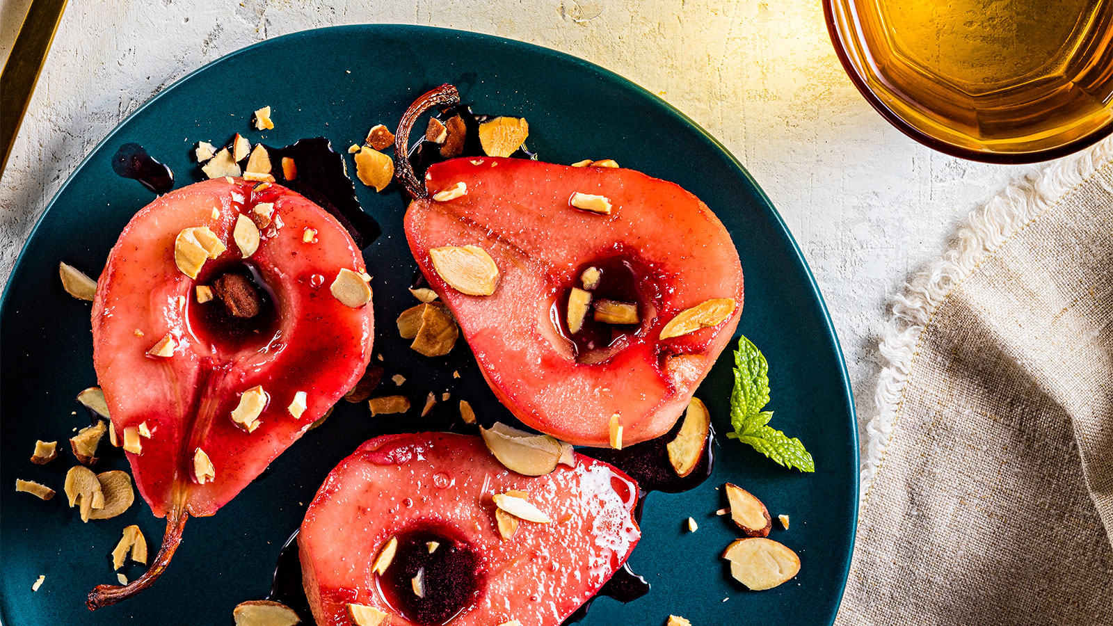 Poached Pears with Pomegranate Sauce Recipe