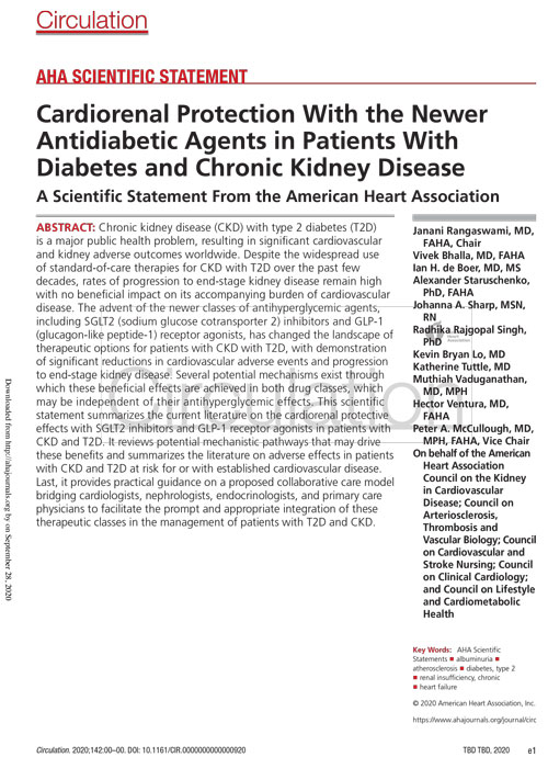 Cardiorenal Protection With the Newer Antidiabetic Agents in Patients With Diabetes and Chronic Kidney Disease