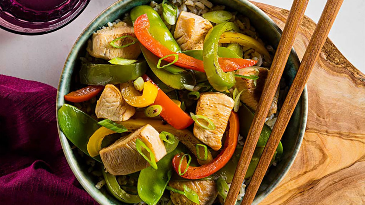 Chicken Stir-Fry with Snow Peas and Mixed Bell Peppers Recipe