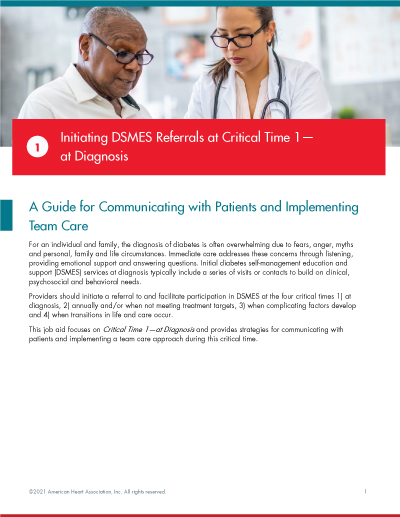 Initiating DSMES Referrals at Critical Time 1— at Diagnosis
