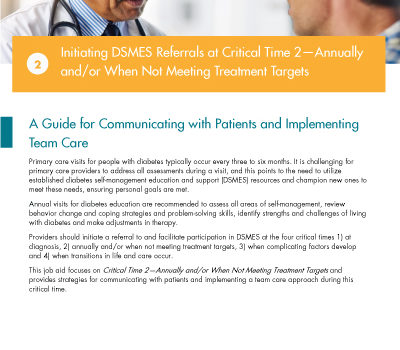 Initiating DSMES Referrals at Critical Time 2—Annually and/or When Not Meeting Treatment Targets