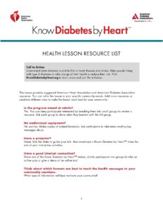Health Lesson Resource List PDF preview