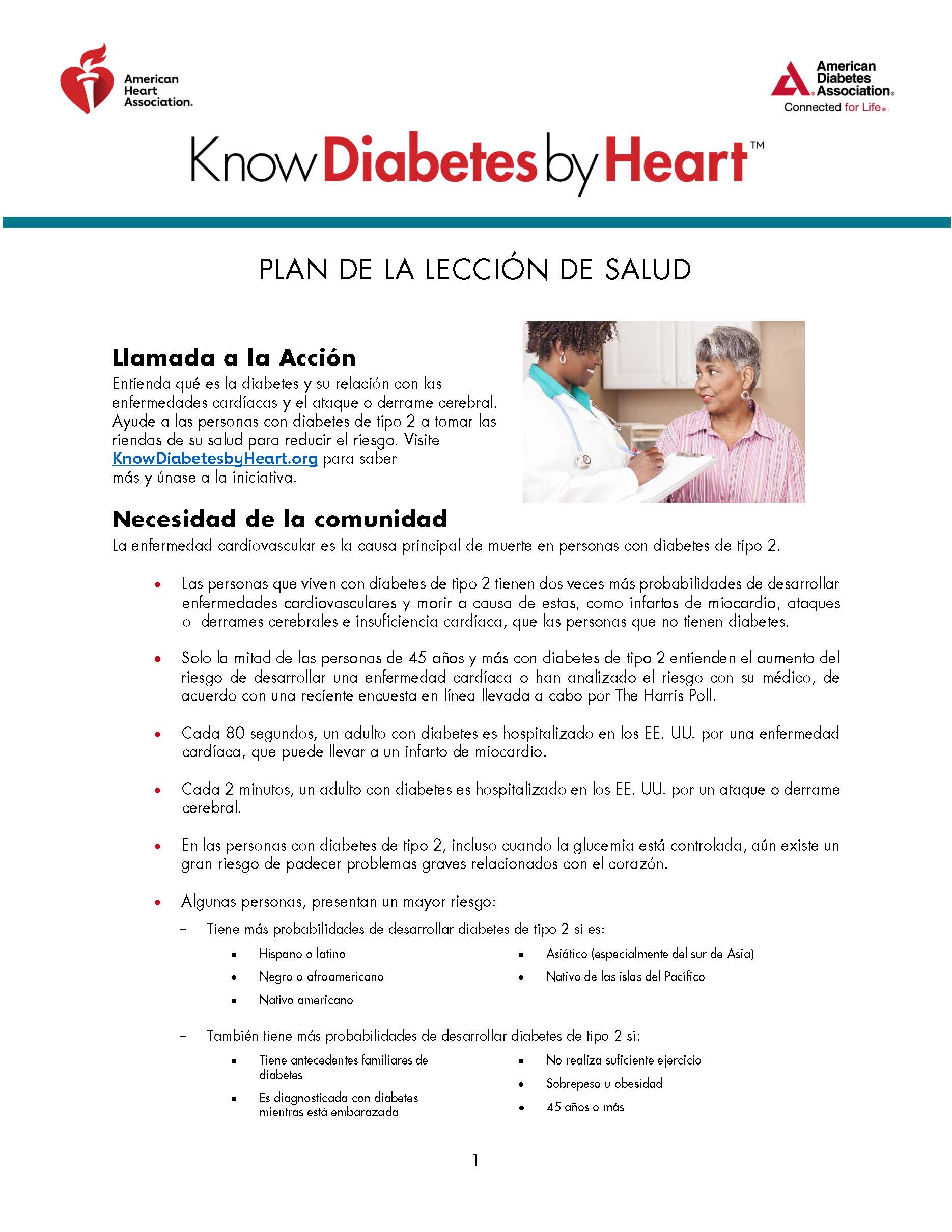 Know Diabetes By Heart Plan De La Lección De Salud preview